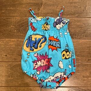 Dolce & Gabbana Comic Print Smocked Romper Jumper